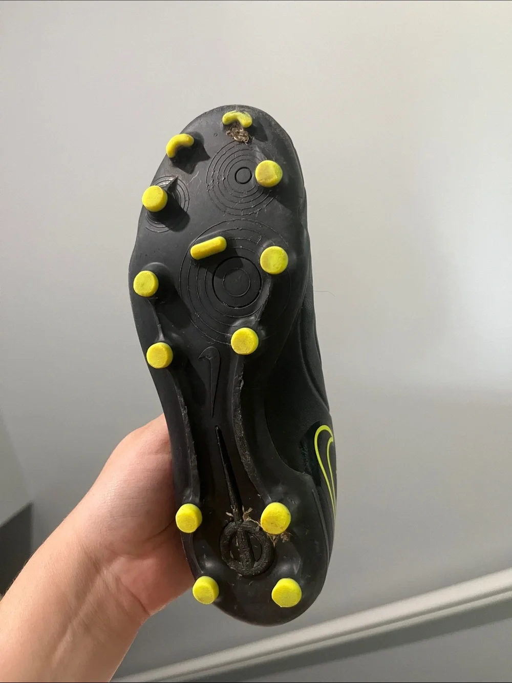 Nike Tiempo Legend Club 3Y 3 Black Soccer Cleats with Neon Yellow Swoosh